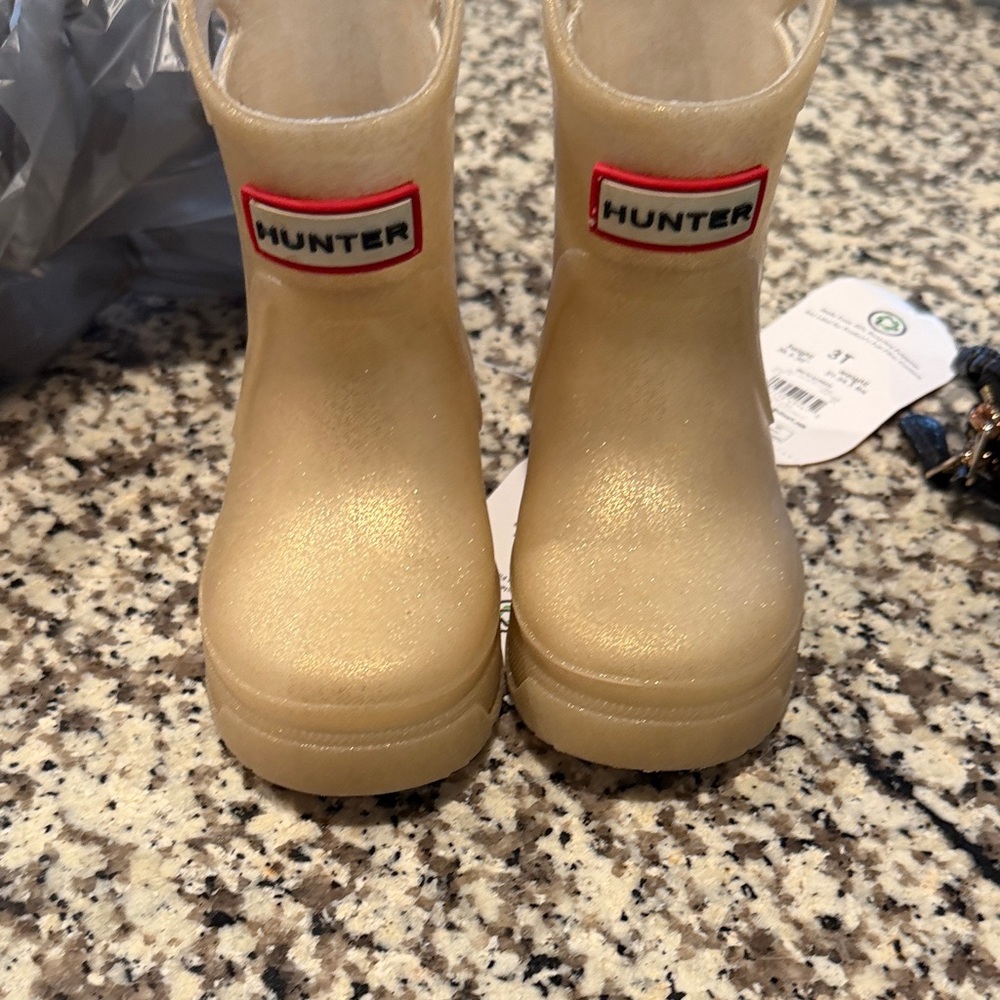 Hunter Kids' Shimmery Gold Rain Boots